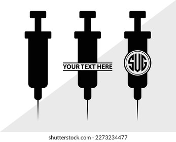 Syringe SVG Monograma Ilustración de vectores Silhouette