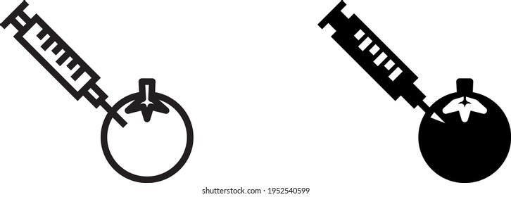 syringe and tomato , vector illustration