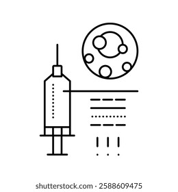 syringe for treat gout pain line icon vector. syringe for treat gout pain sign. isolated contour symbol black illustration