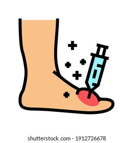 syringe treatment foot gout color icon vector. syringe treatment foot gout sign. isolated symbol illustration