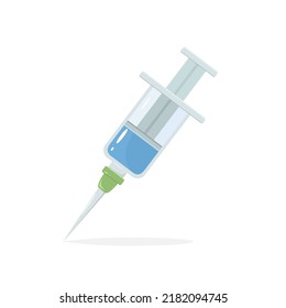 Syringe with vaccine against COVID-19 or another pandemic. Stop viruses. Vaccination time concept. A medical healthcare professional. Illustration for medical theme, design, banner, vaccination