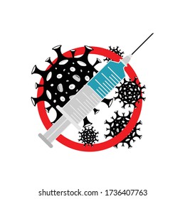 syringe with a vaccine against the virus. concept to stop viruses.