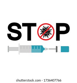 syringe with a vaccine against the virus. concept to stop viruses.