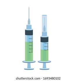 con una vacuna contra el virus.pandemia de coronavirus. antídoto, una cura para la enfermedad. ilustración vectorial