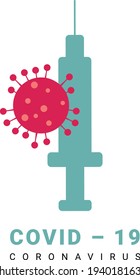 Syringe with Vaccine, Coronavirus, 2019-nCoV, Covid-19, icon, logo, Vector illustration