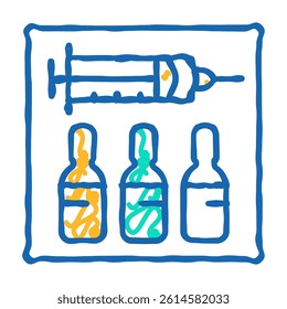 syringe with vaccine doodle icon sketch vector. syringe with vaccine sign. isolated symbol illustration