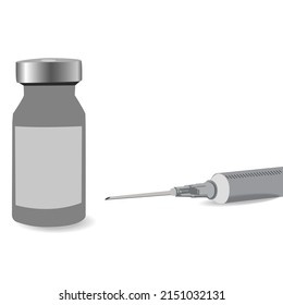 Syringe with Vaccine Dose. Covid-19 Immunization Concept. Vector Illustration