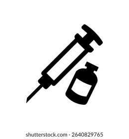 Syringe and Vaccine Icon – Flat Style Medical Injection Symbol