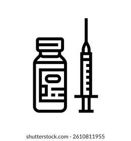 syringe vaccine immunization line icon vector. syringe vaccine immunization sign. isolated contour symbol black illustration
