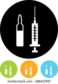 Syringe with vaccine injection vector icon