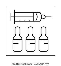 syringe with vaccine line icon vector. syringe with vaccine sign. isolated contour symbol black illustration