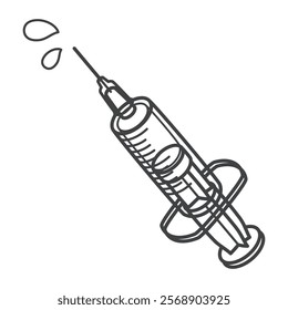 Syringe and Vaccine. Medical device. Vector illustration. 