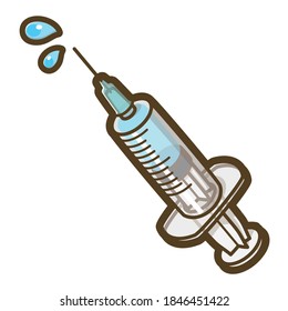 Syringe and vaccine. Medical instrument. Vector illustration. 