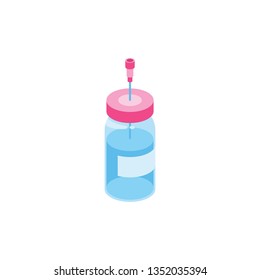 Syringe vaccine Syringe Medicine 3d vector icon isometric pink and blue color minimalism illustrate