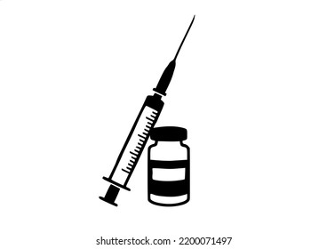 Syringe and vaccine, on white