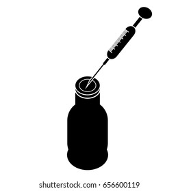 Syringe with vaccine on white background. Vector illustration.