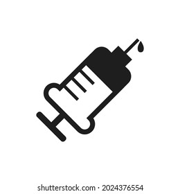 Spritze mit Impfstoff-Vektorsymbol. Einspritzsymbol