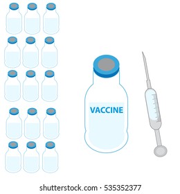 Syringe with vaccines on white background. Vector illustration.