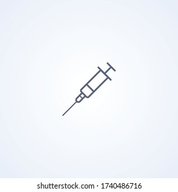 Syringe, vector best gray line icon on white background, EPS 10