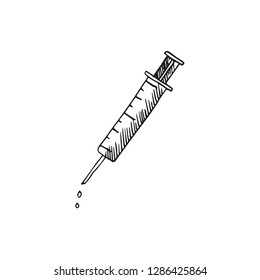 Syringe Vector Doodle Sketch Isolated On White Background