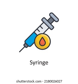 Syringe vector Filled Outline Icon Design illustration. Medical Symbol on White background EPS 10 File