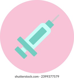 Syringe Vector Icon Flat Circle Style