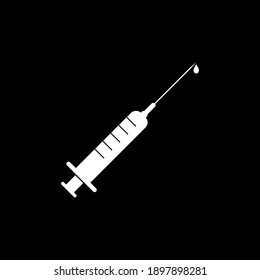 Syringe Vector Icon flat design on black