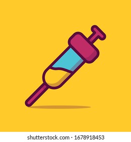 Vektorillustration der Spritze Symbol Illustration. Flat Cartoon Stil geeignet für Web Landing Page, Banner, Sticker, Hintergrund.
