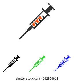 Syringe vector icon. Illustration style is a flat iconic colored symbol with different color versions.
