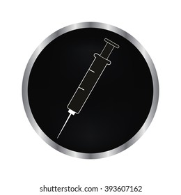 syringe - vector icon on a black button