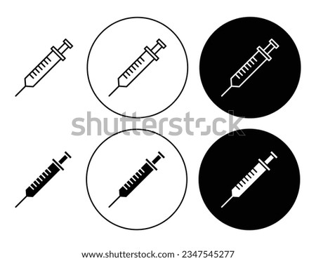 syringe vector icon set. medical vaccine injector injection vector symbol with needle. insulin injection icon black color.