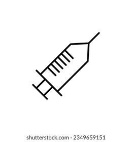 Spritze Vektorsymbol für Geschäfte und Geschäfte. Geeignet für Bücher, Läden, Geschäfte. Bearbeitbarer Strich in minimalistischem Rahmenstil. Design-Symbol 