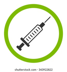 Syringe vector icon. Style is bicolor flat rounded symbol, eco green and gray colors, rounded angles, white background.