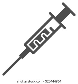 Syringe vector icon. Style is flat symbol, gray color, rounded angles, white background.