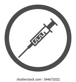Syringe vector icon. Style is flat rounded symbol, gray color, rounded angles, white background.