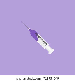 Syringe vector icon in violet background