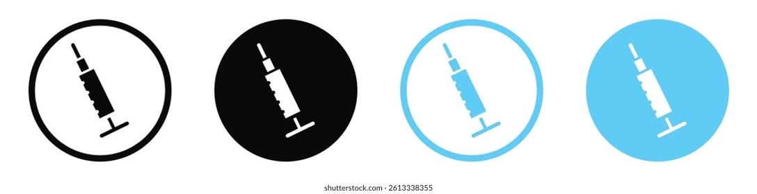 Syringe vector icons in black and blue colors