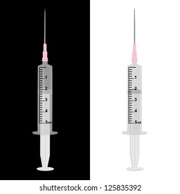 Syringe vector illustration isolated on white and black background