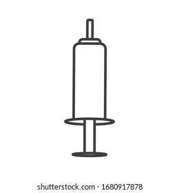 Vektorillustration der Spritze einzeln auf weißem Hintergrund. Das Symbol. Flacher Stil. Ein medizinisches Hilfsmittel zur Verabreichung von Impfstoffen und Spritzen von Arzneimitteln. Für Visitenkarten, Drucke.