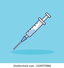 Syringe Vector Illustration. Object. Medical Tools. Flat Cartoon Style Suitable for Icon, Web Landing Page, Banner, Flyer, Sticker, Card, Background, T-Shirt, Clip-art