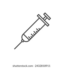 Ilustración de icono de línea vectorial de jeringa.