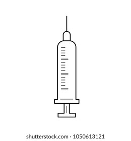 Icono de la línea vectorial de la jeringa aislado en fondo blanco. Icono de línea de jeringas para infografía, sitio web o aplicación. Icono diseñado en un sistema de cuadrícula.