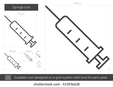 Syringe vector line icon isolated on white background. Syringe line icon for infographic, website or app. Scalable icon designed on a grid system.
