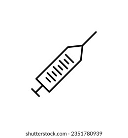 Signo de vector de jeringa para tiendas y tiendas. Adecuado para libros, tiendas, tiendas. Actrazo editable con un estilo de contorno minimalista. Símbolo de diseño 