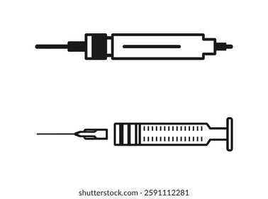 Syringe Vector Silhouette on white background