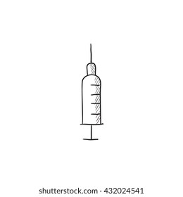 Syringe vector sketch icon isolated on background. Hand drawn Syringe icon. Syringe sketch icon for infographic, website or app.