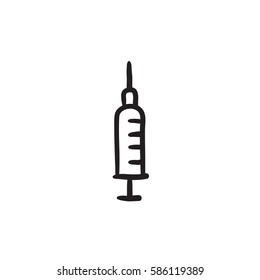Syringe vector sketch icon isolated on background. Hand drawn Syringe icon. Syringe sketch icon for infographic, website or app.