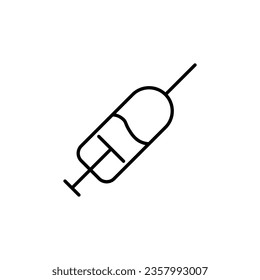 Syringe Vector Symbol for Adverts. Suitable for books, stores, shops. Editable stroke in minimalistic outline style. Symbol for design 