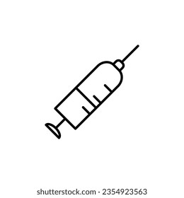 Syringe Vector Symbol for Stores and Shops. Suitable for books, stores, shops. Editable stroke in minimalistic outline style. Symbol for design 