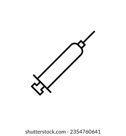 Símbolo del vector de la jeringa. Adecuado para libros, tiendas, tiendas. Actrazo editable con un estilo de contorno minimalista. Símbolo de diseño